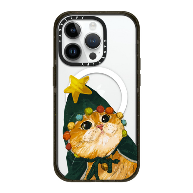 Catwheezie x CASETiFY iPhone 14 Pro ケース ブラック インパクトケース MagSafe対応 The Cat-Mas Tree