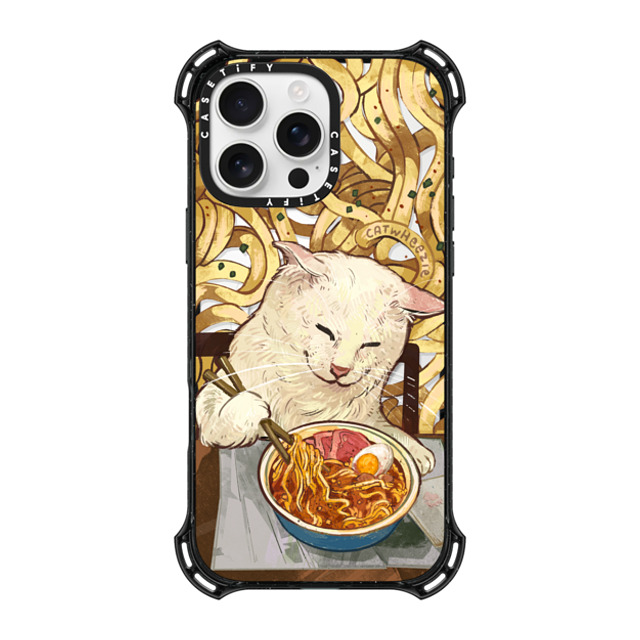 Catwheezie x CASETiFY iPhone 16 Pro Max ケース ブラック バウンスケース Average Ramen Enjoyer