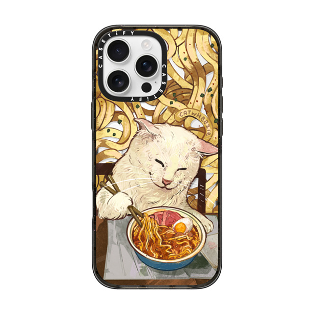 Catwheezie x CASETiFY iPhone 16 Pro Max ケース ブラック インパクトケース MagSafe対応 Average Ramen Enjoyer