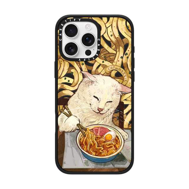 Catwheezie x CASETiFY iPhone 16 Pro Max ケース マットブラック インパクトケース MagSafe対応 Average Ramen Enjoyer