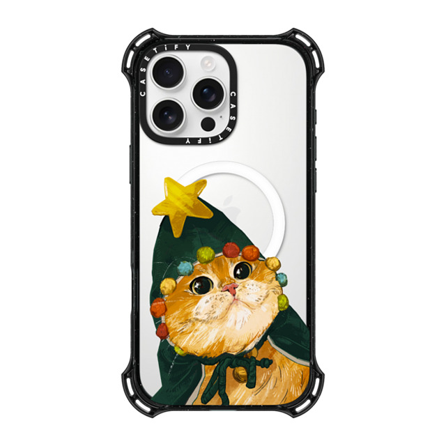 Catwheezie x CASETiFY iPhone 16 Pro Max ケース ブラック バウンスケース The Cat-Mas Tree