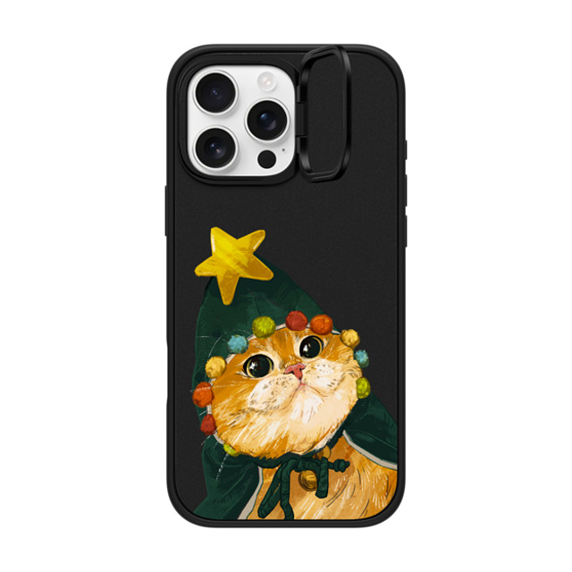 Catwheezie x CASETiFY iPhone 16 Pro Max ケース マットブラック インパクトリングスタンドケース MagSafe対応 The Cat-Mas Tree