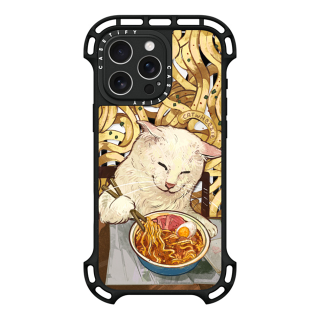 Catwheezie x CASETiFY iPhone 16 Pro Max ケース ブラック ウルトラ バウンスケース MagSafe対応 Average Ramen Enjoyer