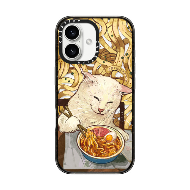 Catwheezie x CASETiFY iPhone 16 ケース ブラック インパクトケース MagSafe対応 Average Ramen Enjoyer