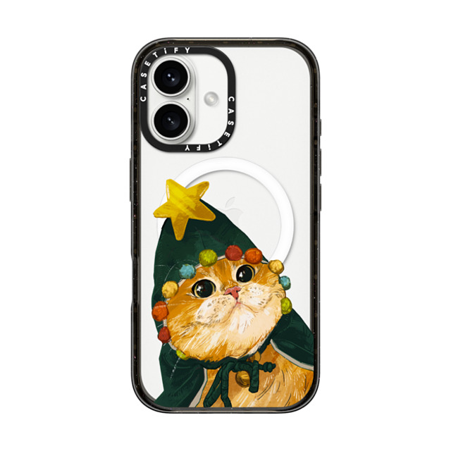 Catwheezie x CASETiFY iPhone 16 ケース ブラック インパクトケース MagSafe対応 The Cat-Mas Tree