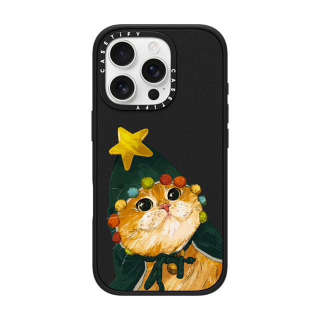 Catwheezie x CASETiFY iPhone 16 Pro ケース マットブラック インパクトケース MagSafe対応 The Cat-Mas Tree