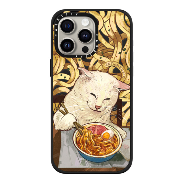 Catwheezie x CASETiFY iPhone 15 Pro Max ケース マットブラック インパクトケース MagSafe対応 Average Ramen Enjoyer