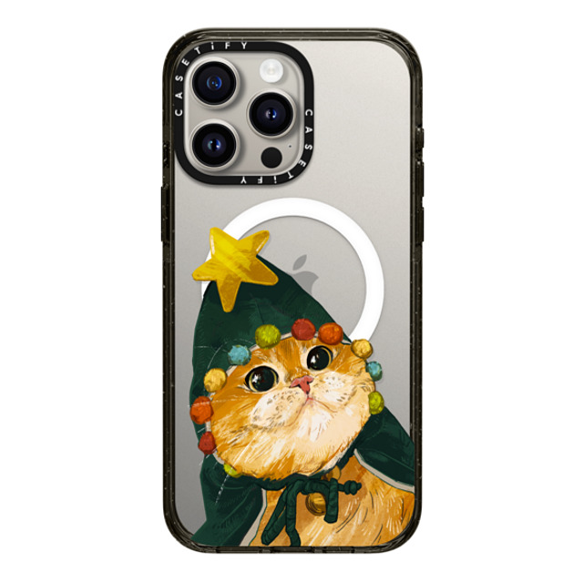 Catwheezie x CASETiFY iPhone 15 Pro Max ケース ブラック インパクトケース MagSafe対応 The Cat-Mas Tree