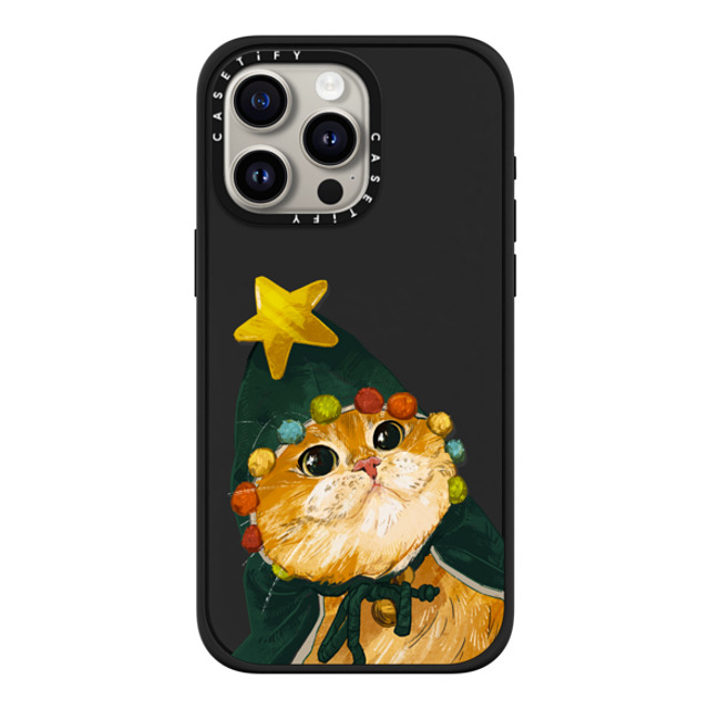 Catwheezie x CASETiFY iPhone 15 Pro Max ケース マットブラック インパクトケース MagSafe対応 The Cat-Mas Tree