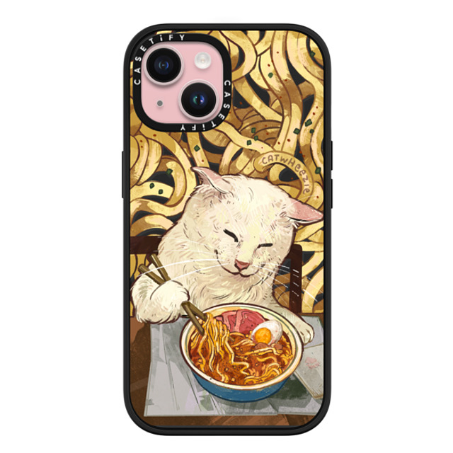 Catwheezie x CASETiFY iPhone 15 ケース マットブラック インパクトケース MagSafe対応 Average Ramen Enjoyer