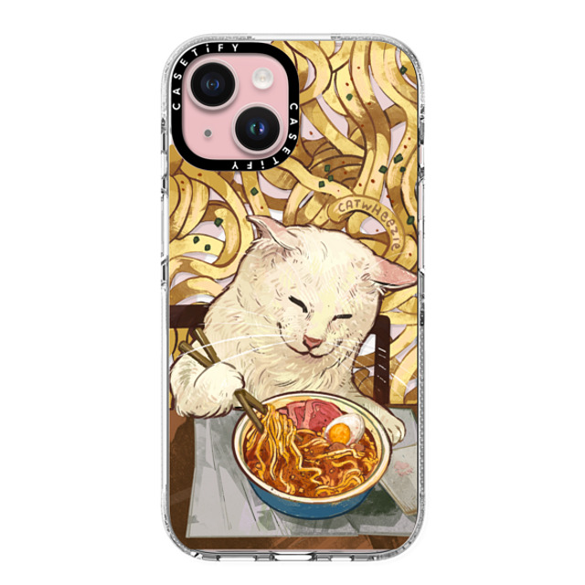 Catwheezie x CASETiFY iPhone 15 ケース クリア クリア ケース MagSafe対応 Average Ramen Enjoyer