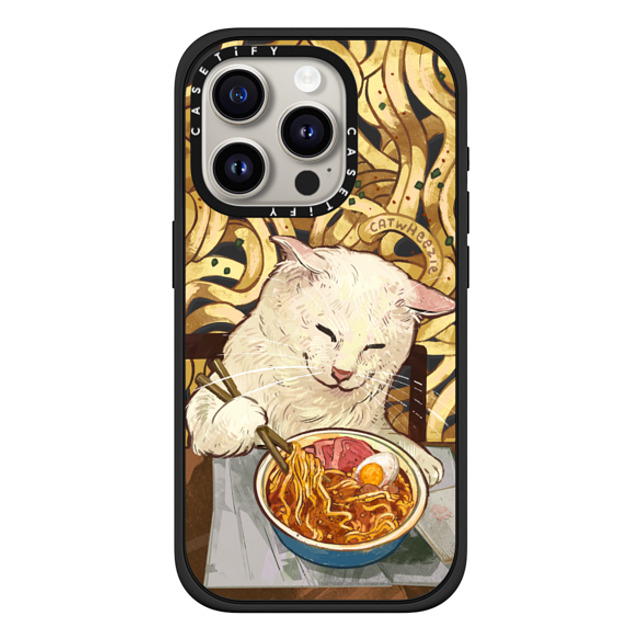 Catwheezie x CASETiFY iPhone 15 Pro ケース マットブラック インパクトケース MagSafe対応 Average Ramen Enjoyer