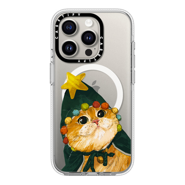 Catwheezie x CASETiFY iPhone 15 Pro ケース クリア クリア ケース MagSafe対応 The Cat-Mas Tree