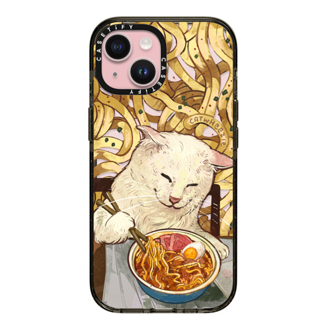 Catwheezie x CASETiFY iPhone 15 ケース ブラック インパクトケース Average Ramen Enjoyer