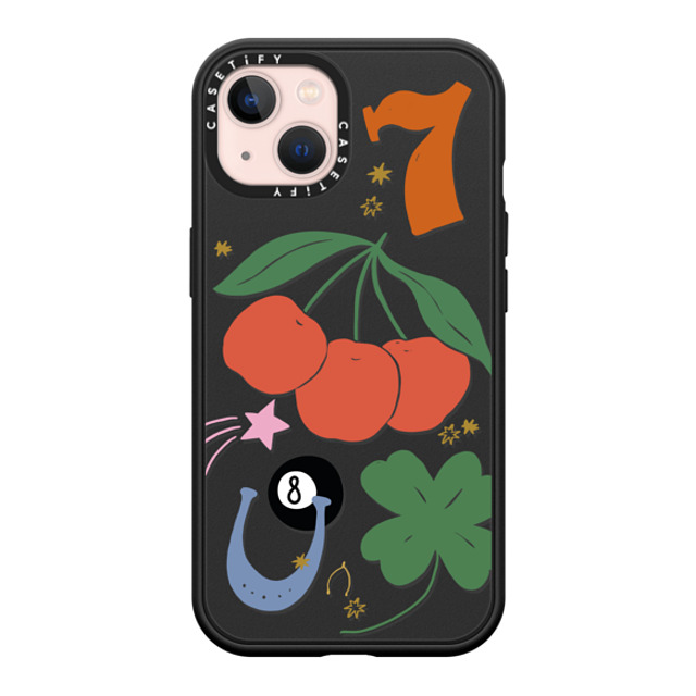 Poppy Almond x CASETiFY iPhone 13 ケース マットブラック インパクトケース MagSafe対応 Lucky