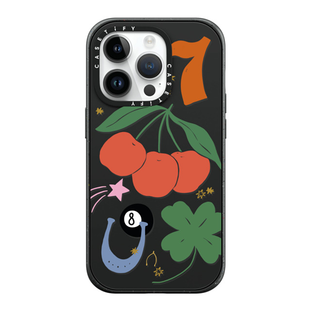 Poppy Almond x CASETiFY iPhone 14 Pro ケース マットブラック インパクトケース MagSafe対応 Lucky