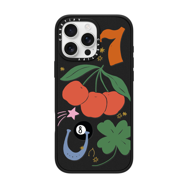 Poppy Almond x CASETiFY iPhone 16 Pro Max ケース マットブラック インパクトケース MagSafe対応 Lucky