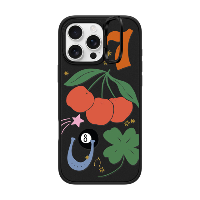 Poppy Almond x CASETiFY iPhone 16 Pro Max ケース マットブラック インパクトリングスタンドケース MagSafe対応 Lucky