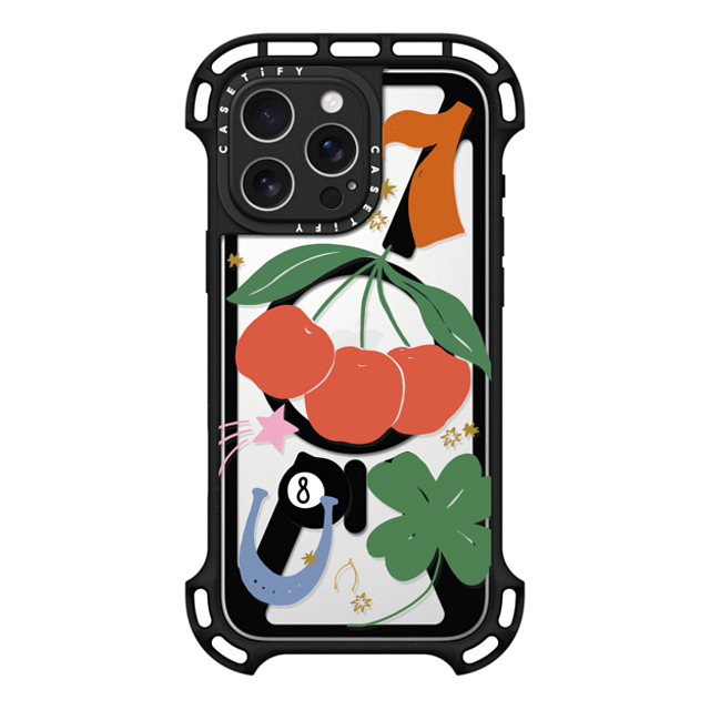 Poppy Almond x CASETiFY iPhone 16 Pro Max ケース ブラック ウルトラ バウンスケース MagSafe対応 Lucky