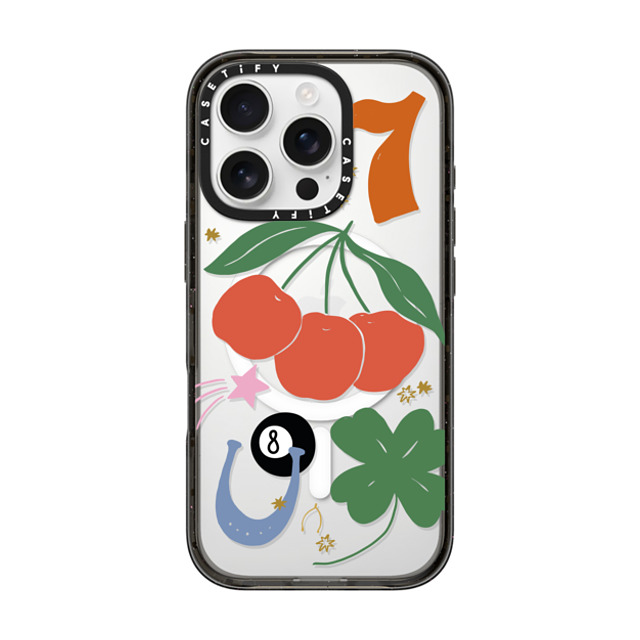 Poppy Almond x CASETiFY iPhone 16 Pro ケース ブラック インパクトケース MagSafe対応 Lucky