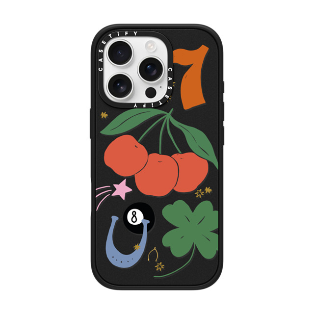 Poppy Almond x CASETiFY iPhone 16 Pro ケース マットブラック インパクトケース MagSafe対応 Lucky