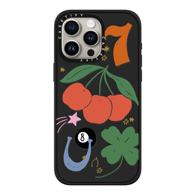 Poppy Almond x CASETiFY iPhone 15 Pro Max ケース マットブラック インパクトケース MagSafe対応 Lucky