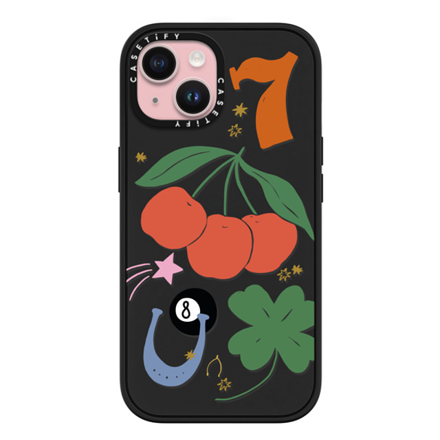 Poppy Almond x CASETiFY iPhone 15 ケース マットブラック インパクトケース MagSafe対応 Lucky