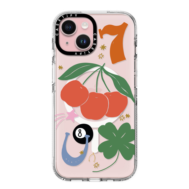 Poppy Almond x CASETiFY iPhone 15 ケース クリア クリア ケース MagSafe対応 Lucky