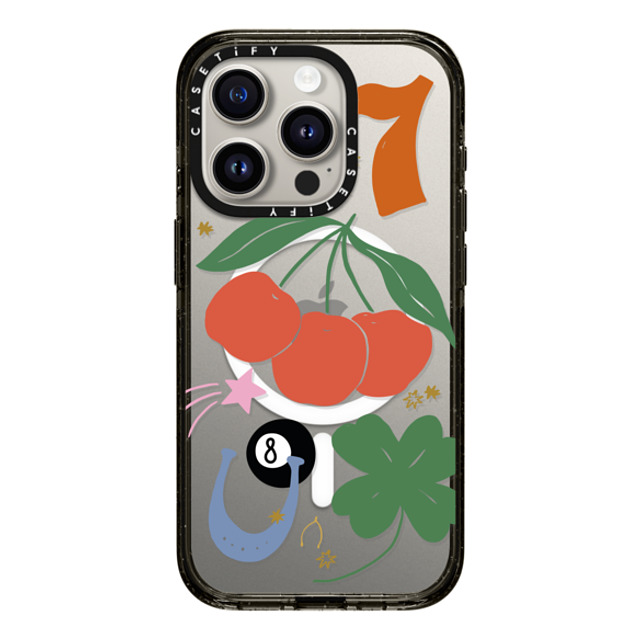 Poppy Almond x CASETiFY iPhone 15 Pro ケース ブラック インパクトケース MagSafe対応 Lucky