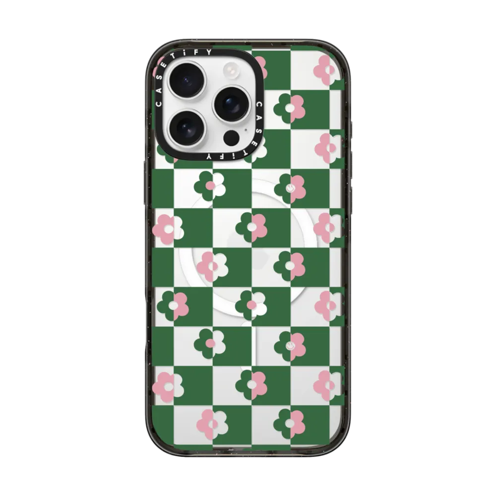 Impact iPhone 16 Pro Max Case MagSafe Compatible - Floral checkerboard