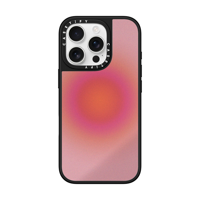 CASETiFY iPhone 16 Pro ケース Silver on Black ミラーケース MagSafe対応 Gradient Sunrise Aura