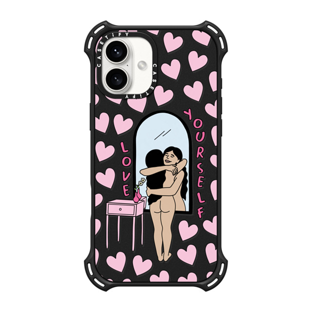 Joce Cova x CASETiFY iPhone 16 Plus ケース マットブラック バウンスケース Love Yourself by Joce Cova