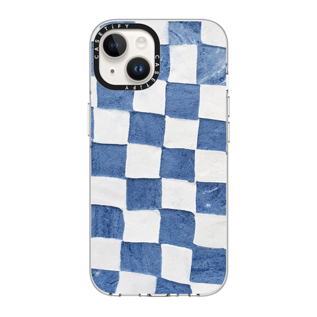 designlovefest x CASETiFY iPhone 14 ケース クリア クリア ケース MagSafe対応 BLUE CHECKERS