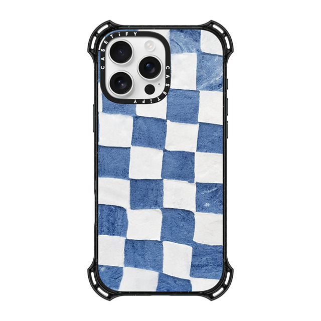 designlovefest x CASETiFY iPhone 16 Pro Max ケース ブラック バウンスケース BLUE CHECKERS