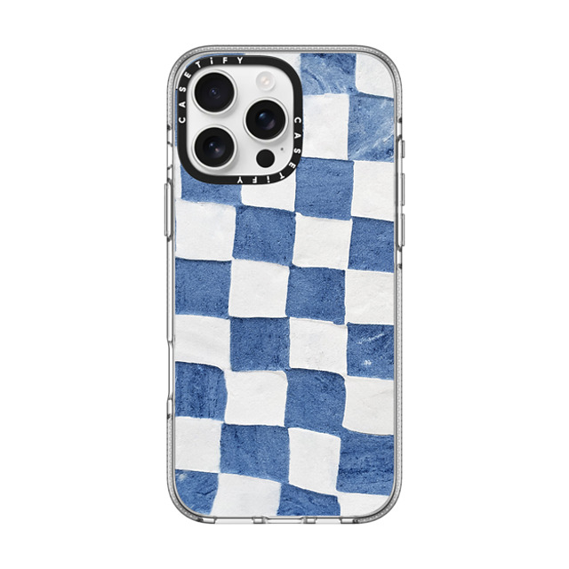 designlovefest x CASETiFY iPhone 16 Pro Max ケース クリア クリア ケース MagSafe対応 BLUE CHECKERS