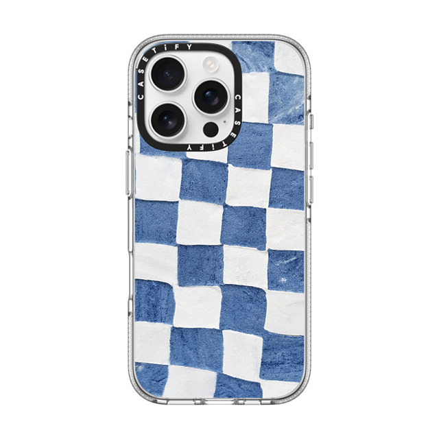 designlovefest x CASETiFY iPhone 16 Pro ケース クリア クリア ケース MagSafe対応 BLUE CHECKERS