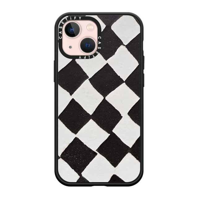 designlovefest x CASETiFY iPhone 13 Mini ケース マットブラック インパクトケース MagSafe対応 B & W CHECK