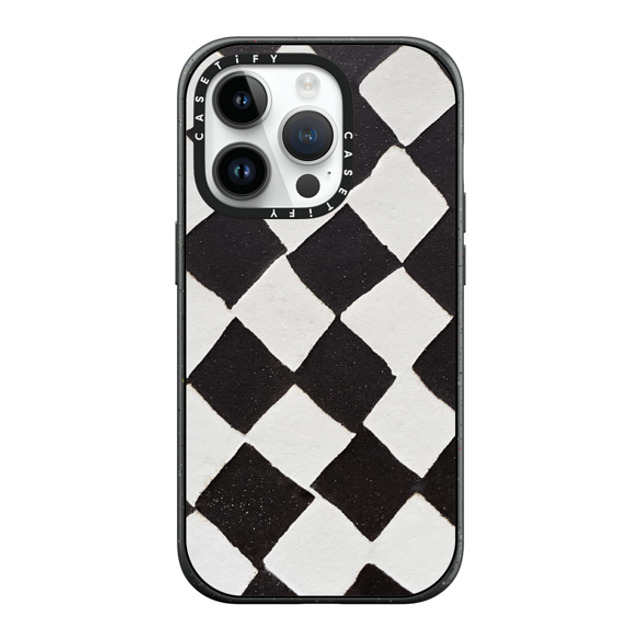 designlovefest x CASETiFY iPhone 14 Pro ケース マットブラック インパクトケース MagSafe対応 B & W CHECK