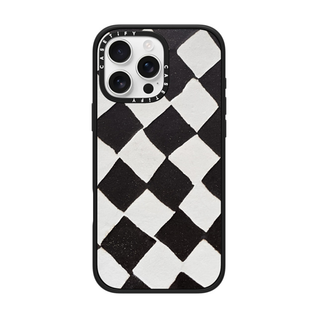 designlovefest x CASETiFY iPhone 16 Pro Max ケース マットブラック インパクトケース MagSafe対応 B & W CHECK