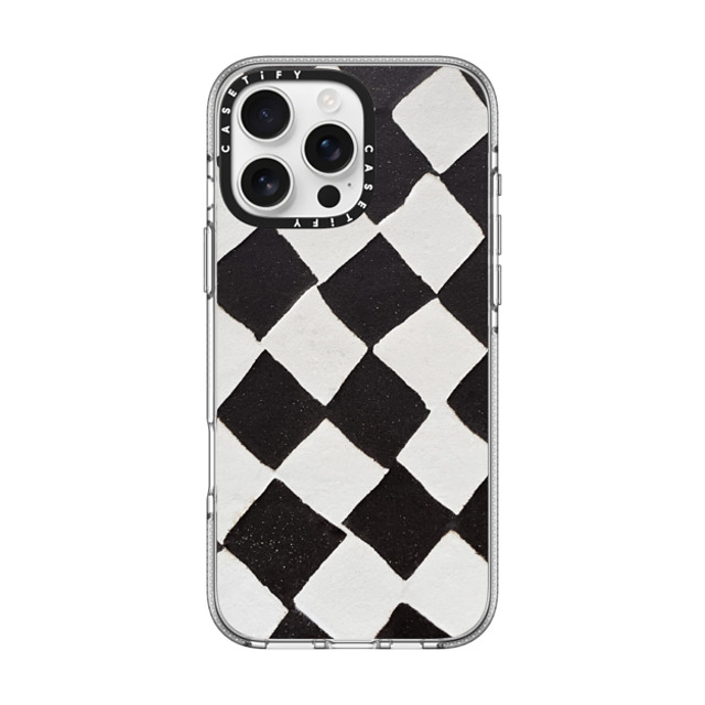 designlovefest x CASETiFY iPhone 16 Pro Max ケース クリア クリア ケース MagSafe対応 B & W CHECK