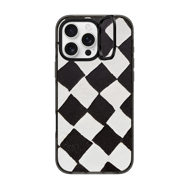 designlovefest x CASETiFY iPhone 16 Pro Max ケース ブラック インパクトリングスタンドケース MagSafe対応 B & W CHECK