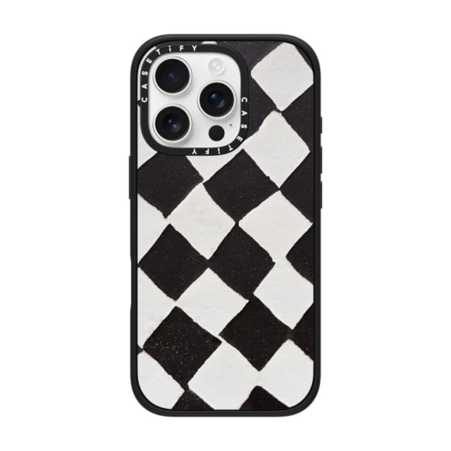 designlovefest x CASETiFY iPhone 16 Pro ケース マットブラック インパクトケース MagSafe対応 B & W CHECK