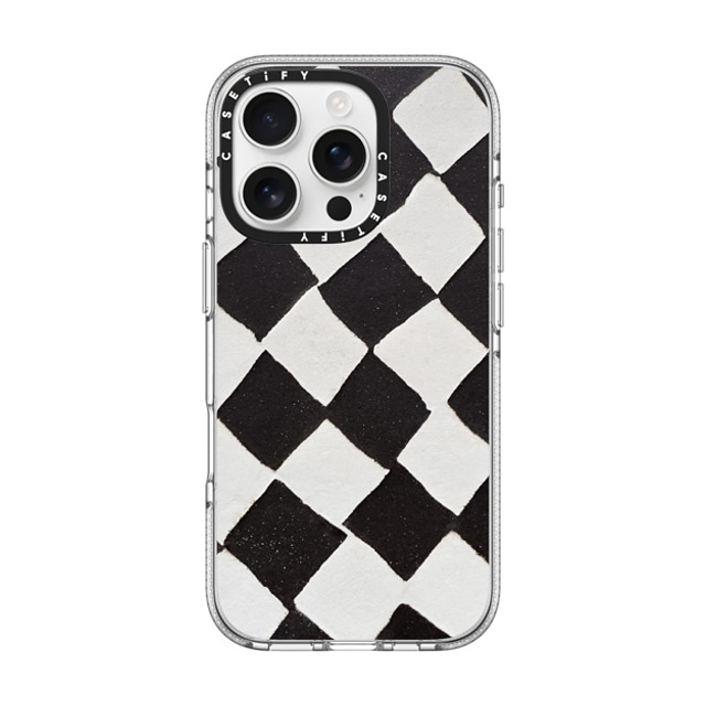 designlovefest x CASETiFY iPhone 16 Pro ケース クリア クリア ケース MagSafe対応 B & W CHECK