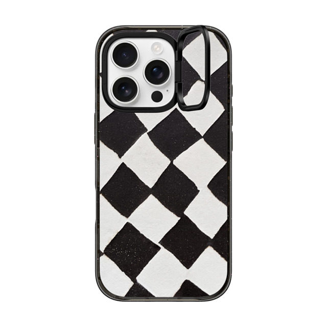 designlovefest x CASETiFY iPhone 16 Pro ケース ブラック インパクトリングスタンドケース MagSafe対応 B & W CHECK