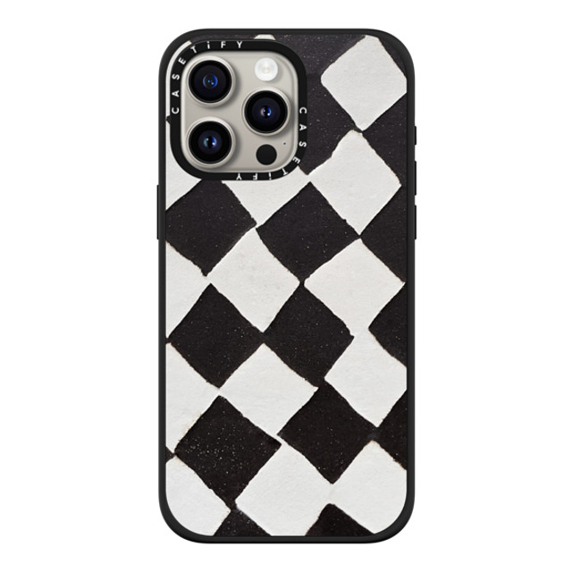 designlovefest x CASETiFY iPhone 15 Pro Max ケース マットブラック インパクトケース MagSafe対応 B & W CHECK