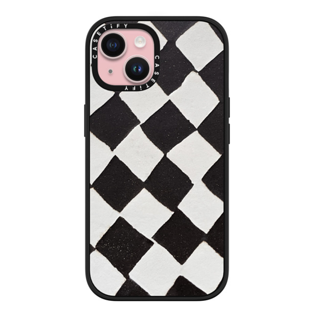 designlovefest x CASETiFY iPhone 15 ケース マットブラック インパクトケース MagSafe対応 B & W CHECK