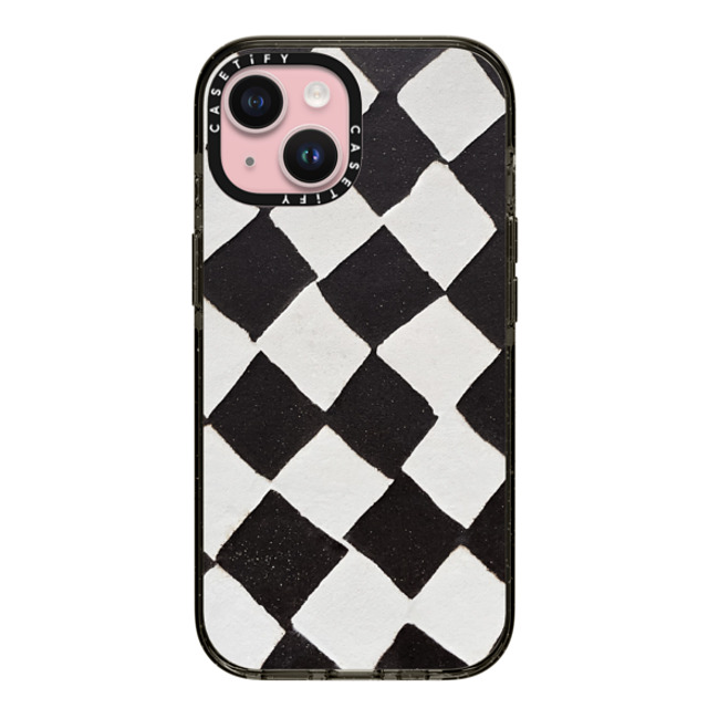 designlovefest x CASETiFY iPhone 15 ケース ブラック インパクトケース B & W CHECK