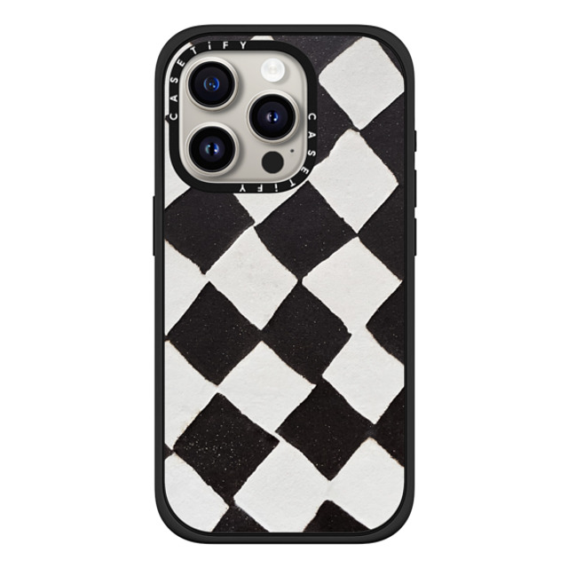 designlovefest x CASETiFY iPhone 15 Pro ケース マットブラック インパクトケース MagSafe対応 B & W CHECK