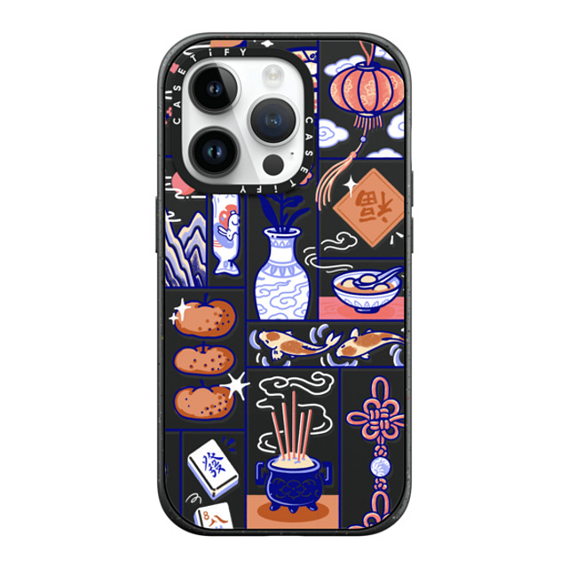 Georgina Leung x CASETiFY iPhone 14 Pro ケース マットブラック インパクトケース MagSafe対応 Lunar New Year