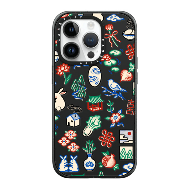 Georgina Leung x CASETiFY iPhone 14 Pro ケース マットブラック インパクトケース MagSafe対応 Mahjong Mini